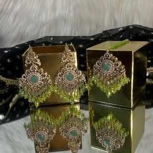 New Mint Gold Earrings and Tikka Set